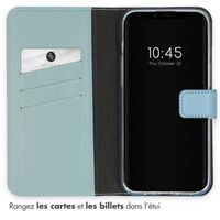 Selencia Étui de téléphone portefeuille en cuir véritable iPhone 15 Plus - Air Blue