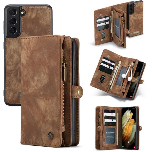 CaseMe Etui de téléphone de luxe en cuir 2 en 1 Samsung Galaxy S21