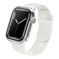 Uniq Legion Coque Apple Watch avec protection d'écran en Verre Trempé Apple Watch 7-9 - 41 mm - Dove (Clear)