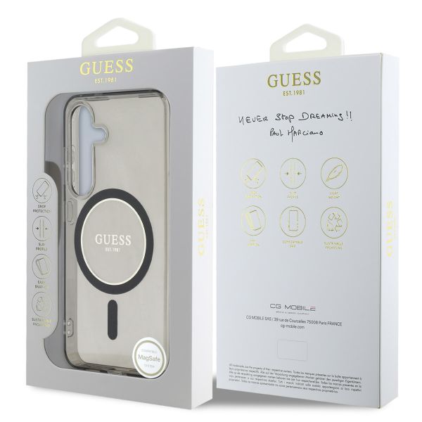 Guess Coque MagSafe IML Glitter Gradient Samsung Galaxy S25 - Noir