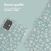 imoshion Étui de télephone portefeuille Design Samsung Galaxy A51 - Smoke Green Flowers