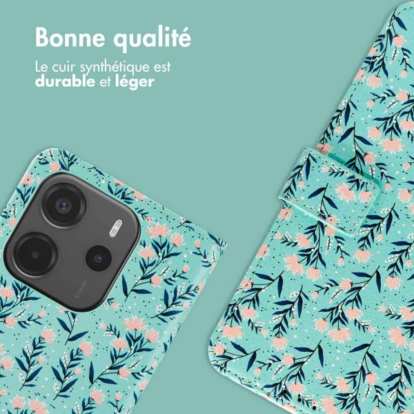 imoshion Étui de télephone portefeuille Design Xiaomi Redmi Note 14 (4G) - Blue Flowers
