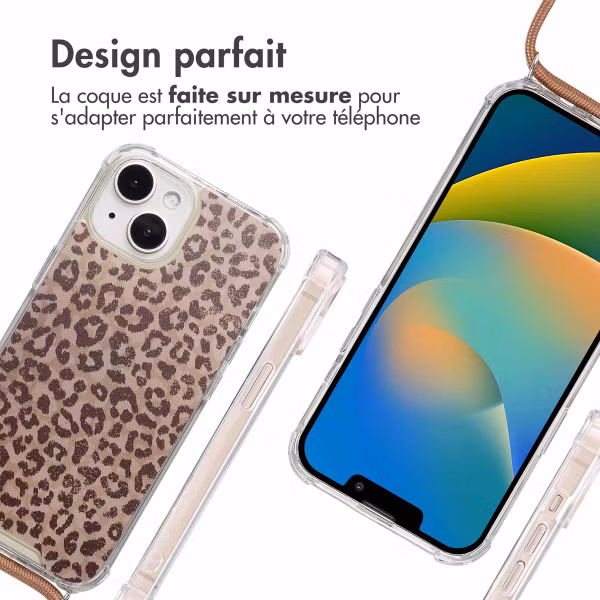 imoshion Coque Design avec cordon Apple iPhone 15 - Leopard Mood