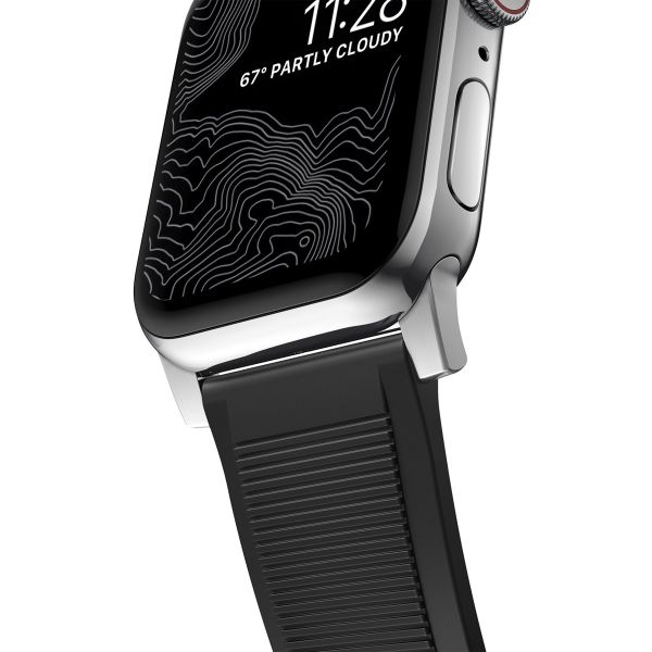 Nomad Bracelet robuste FKM Apple Watch Series 1 t/m 11 / SE / Ultra (44/45/46/49 mm) - Argent / Noir