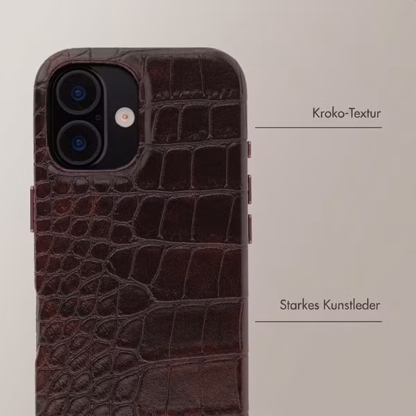 Selencia Coque arrière Croco avec MagSafe Apple iPhone 16 - Choco Brown