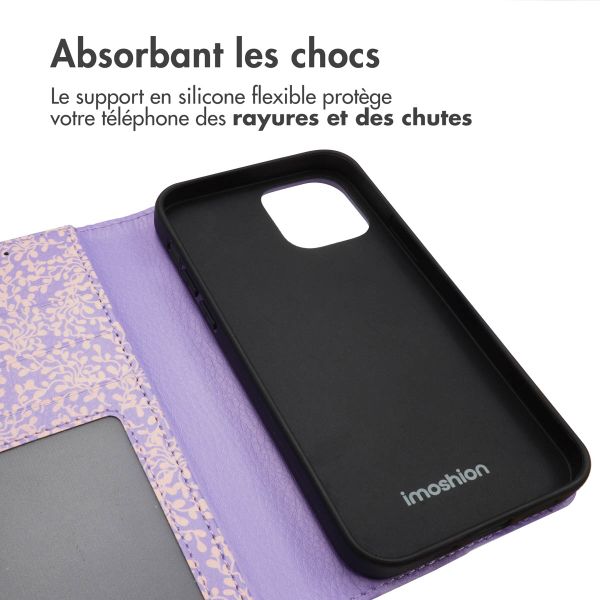 imoshion ﻿Étui de téléphone portefeuille Design iPhone 12 (Pro) - Purple White Flowers