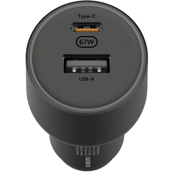 Xiaomi Chargeur de voiture original - Adaptateur de voiture - Port USB-A et USB-C - 67 watts - Noir