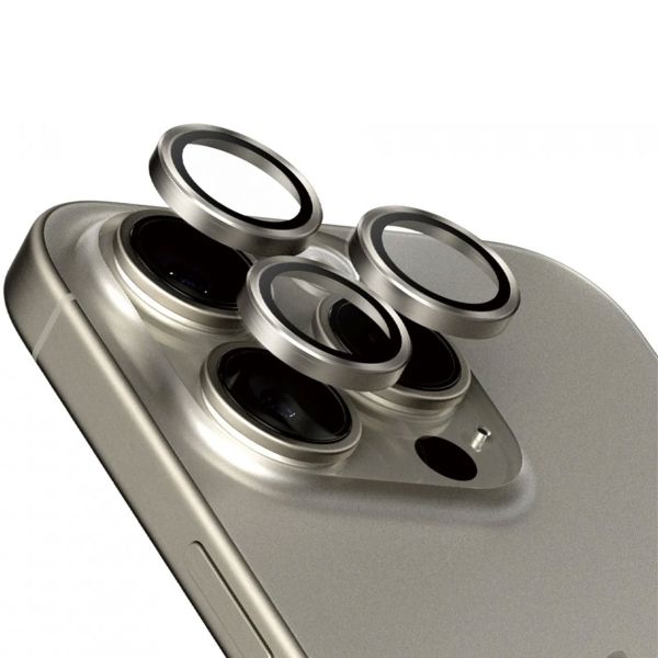 PanzerGlass Protection Caméra Hoop Optic Rings iPhone 15 Pro / 15 Pro Max - Natural Titanium