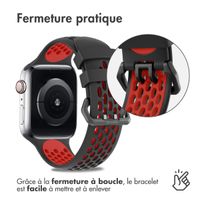 imoshion ﻿Boucle de bracelet de sport en silicone Apple Watch Series 1-9 / SE - 38/40/41 mm / Series 10 - 42 mm - Noir / Rouge