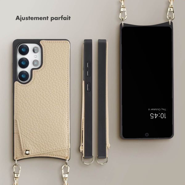 Selencia Coque arrière avec cordon et porte-cartes Nova Samsung Galaxy S25 Ultra - Beige