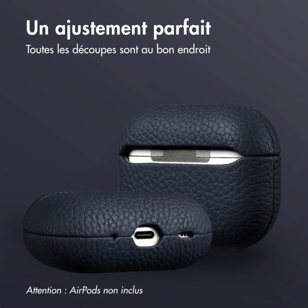 Accezz Coque en Cuir véritable Apple AirPods Pro 2 - Bleu foncé