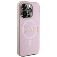 Guess Coque arrière Saffiano MagSafe Apple iPhone 15 Pro - Rose