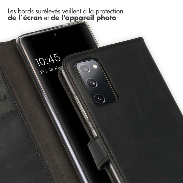 Selencia Étui portefeuille en cuir véritable Samsung Galaxy S20 FE - Noir