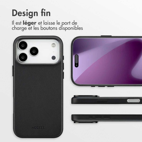 Accezz Coque arrière en cuir avec MagSafe Apple iPhone 17 Pro Max - Onyx Black
