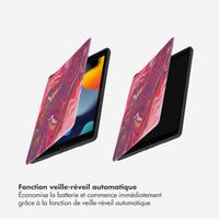 Selencia Coque tablette Vivid Apple iPad 9 (2021) 10.2 pouces / iPad 8 (2020) 10.2 pouces / iPad 7 (2019) 10.2 pouces - Marble Plum