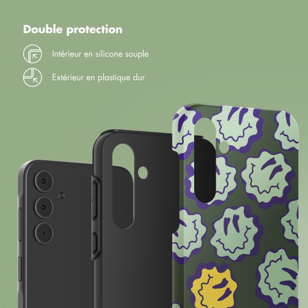 Selencia Coque arrière Vivid Samsung Galaxy A55 - Wavy Smiley Green