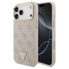 Guess Coque arrière en cuir avec logo Triangle classique et MagSafe Apple iPhone 17 Pro Max - Rose