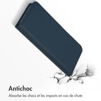 Accezz Étui de télephone Slim Folio en cuir de qualité supérieure Apple iPhone 15 - Bleu foncé