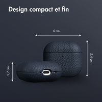Accezz Coque en Cuir véritable Apple AirPods 4 - Bleu foncé