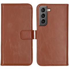 Selencia Étui portefeuille en cuir véritable Samsung Galaxy S22 - Marron clair