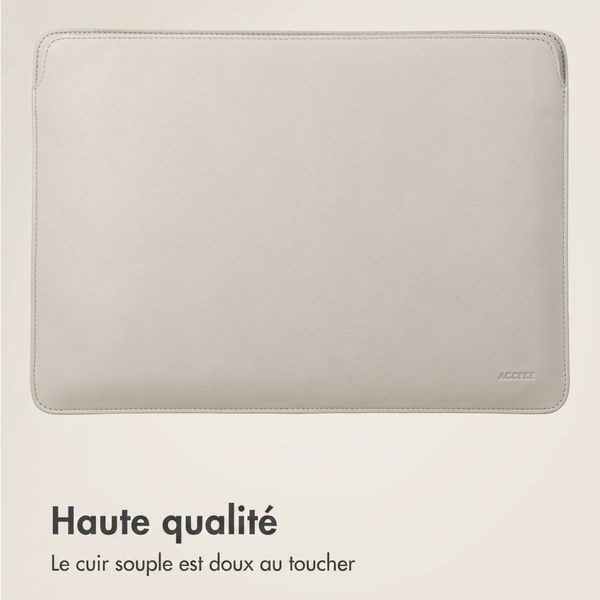 Accezz Leather Pochette ordinateur le Apple MacBook 15 pouces - Beige