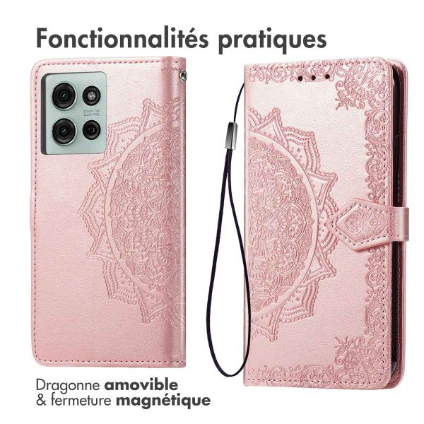 imoshion Etui de téléphone portefeuille Mandala Motorola Moto G75 5G - Rose Dorée