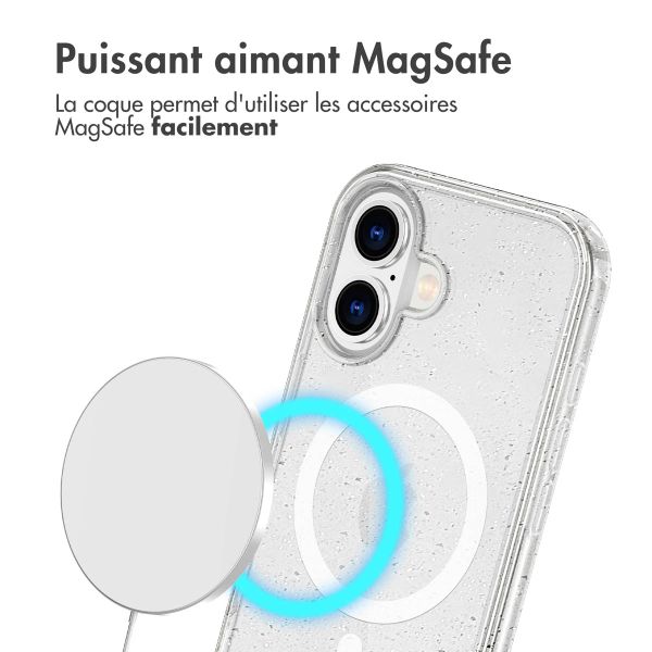imoshion Coque Pailletée avec MagSafe Apple iPhone 16 - Paillettes Transparent