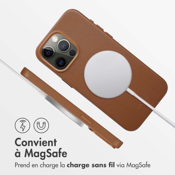 Accezz Coque arrière en cuir avec MagSafe iPhone 15 Pro Max - Sienna Brown