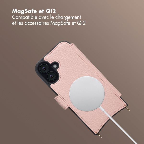 Selencia Étui Riva avec MagSafe et cordon de téléphone Apple iPhone 16 - Old Pink