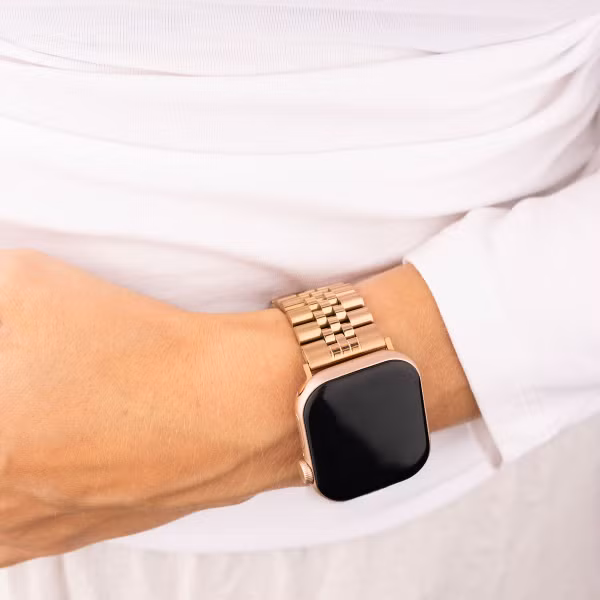 Selencia Bracelet Metallique Jubilee Apple Watch Series 1 t/m 9 / SE (38/40/41 mm) | Series 10 / 11 (42 mm) - Rose Doré