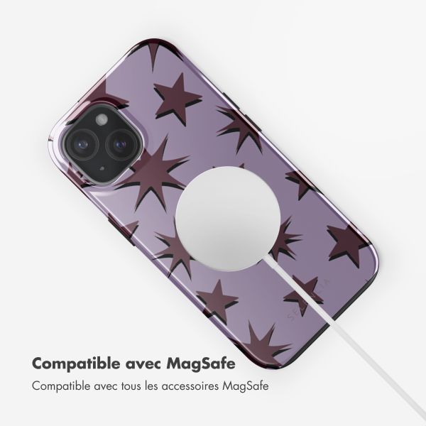 Selencia Coque arrière Vivid avec MagSafe Apple iPhone 15 - Stars Plum Lilac
