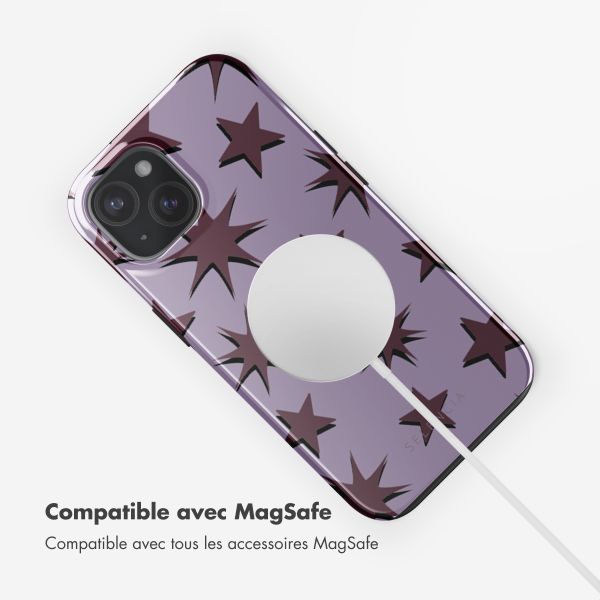 Selencia Coque arrière Vivid Tough avec MagSafe iPhone 15 - Stars Plum Lilac