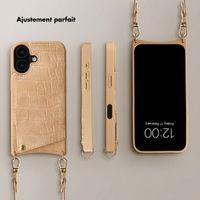 Selencia Coque de télephone Nova Croco avec cordon et porte-cartes Apple iPhone 17 - Toasted Almond