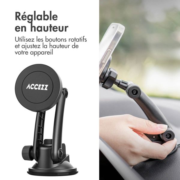 Accezz Support de téléphone pour voiture - MagSafe - Chargeur sans fil - Universel - Tableau de bord et pare-brise - Noir