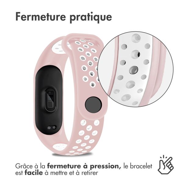 imoshion Bracelet sportif en silicone Xiaomi Mi Band 5 / 6 - Rose / Blanc