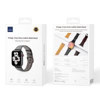 WiWu Bracelet vintage en cuir Apple Watch Series 1 t/m 9 / SE (38/40/41 mm) | Series 10 / 11 (42 mm) - Noir