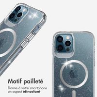 imoshion Coque arrière transparente Pailletée avec MagSafe Apple iPhone 12 (Pro) - Argent