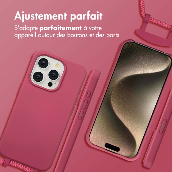 imoshion Coque arrière Color avec cordon amovible et MagSafe Apple iPhone 15 Pro - Raspberry