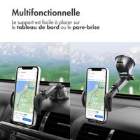 imoshion ﻿ Support de téléphone pour voiture - Réglable - Universel - Carbone - Tableau de bord / pare-brise - Noir