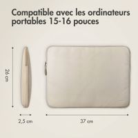 Accezz Pochette ordinateur Leather avec fermeture éclair 15-16 pouces - Beige