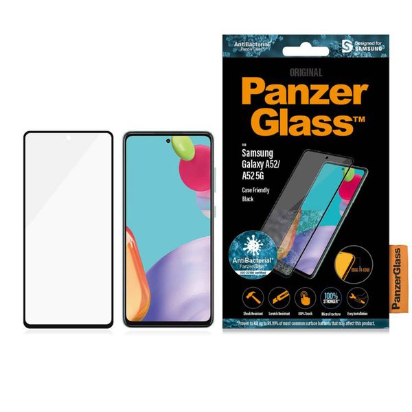 PanzerGlass Protection d'écran en verre trempé Case Friendly Anti-bactéries Samsung Galaxy A52(s) (5G/4G) / A53 - Noir