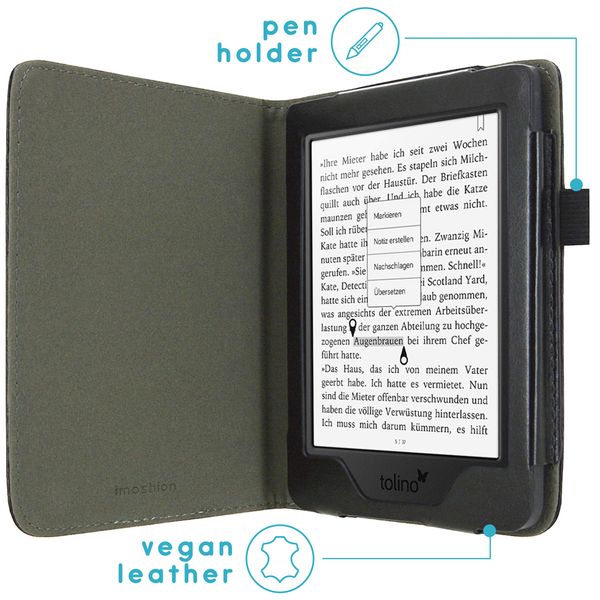 imoshion Étui de liseuse portefeuille en cuir végan Tolino Page 2 - Noir