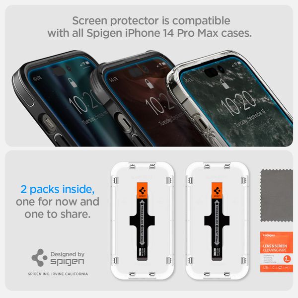 Spigen Protection d'écran en verre trempé GLAStR Fit + Applicator iPhone 14 Pro Max