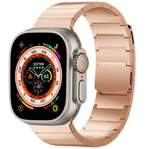 Selencia Bracelet magnétique en acier Apple Watch Series 1-10 / SE / Ultra (2) - 42/44/45/46/49 mm - Rosé Dorée