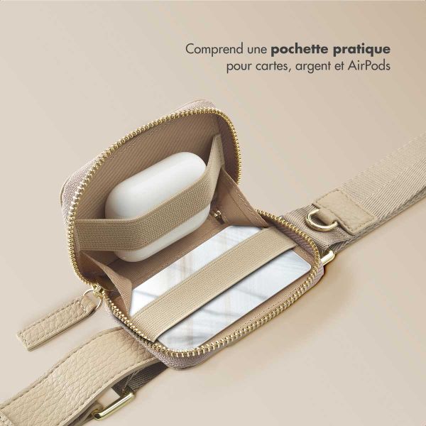 Selencia Cordon de téléphone avec petit sac - Beige