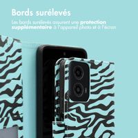 imoshion Étui de télephone portefeuille Design Motorola Moto G34 - Black Blue Stripes
