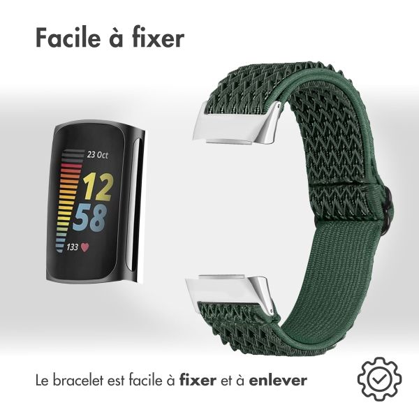imoshion Bracelet en nylon élastique Fitbit Charge 5 - Vert
