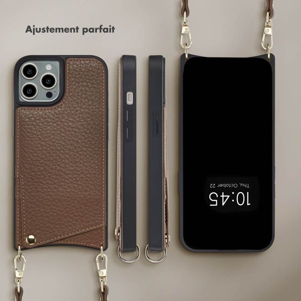 Selencia Coque de télephone Nova avec cordon et porte-cartes Apple iPhone 15 Pro - Mocha Brown