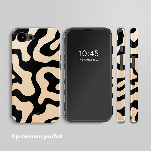 Selencia Coque arrière Vivid avec MagSafe Apple iPhone 16e - Art Wave Black