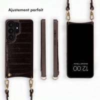 Selencia Nova coque arrière en cuir véritable avec porte-cartes Samsung Galaxy S26 Ultra - Dark Chocolate